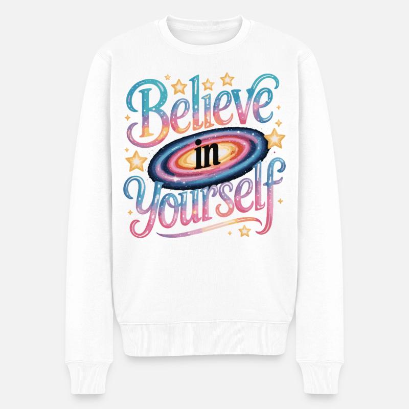 Believe in Yourself - Galaxy - Männer Premium Bio Pullover - Weiß