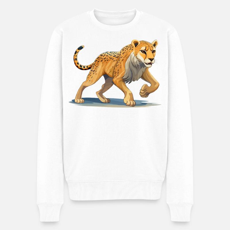 Dynamische Geparden-Illustration - Männer Premium Bio Pullover - Weiß