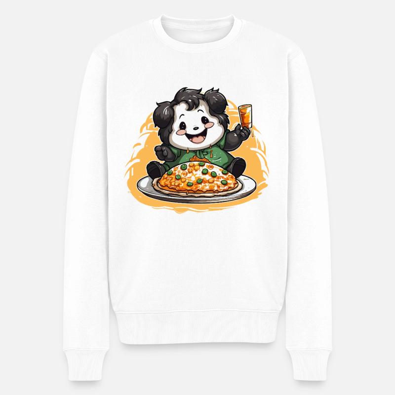 Pizza Panda Feier - Männer Premium Bio Pullover - Weiß