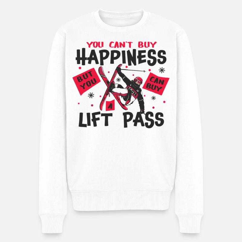 Skifahren Freeski Freestyle Happy - Männer Premium Bio Pullover - Weiß