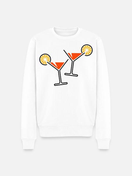 2 Cocktailgläser / Cocktail / Martini + (Orange) - Männer Premium Bio Pullover - Weiß
