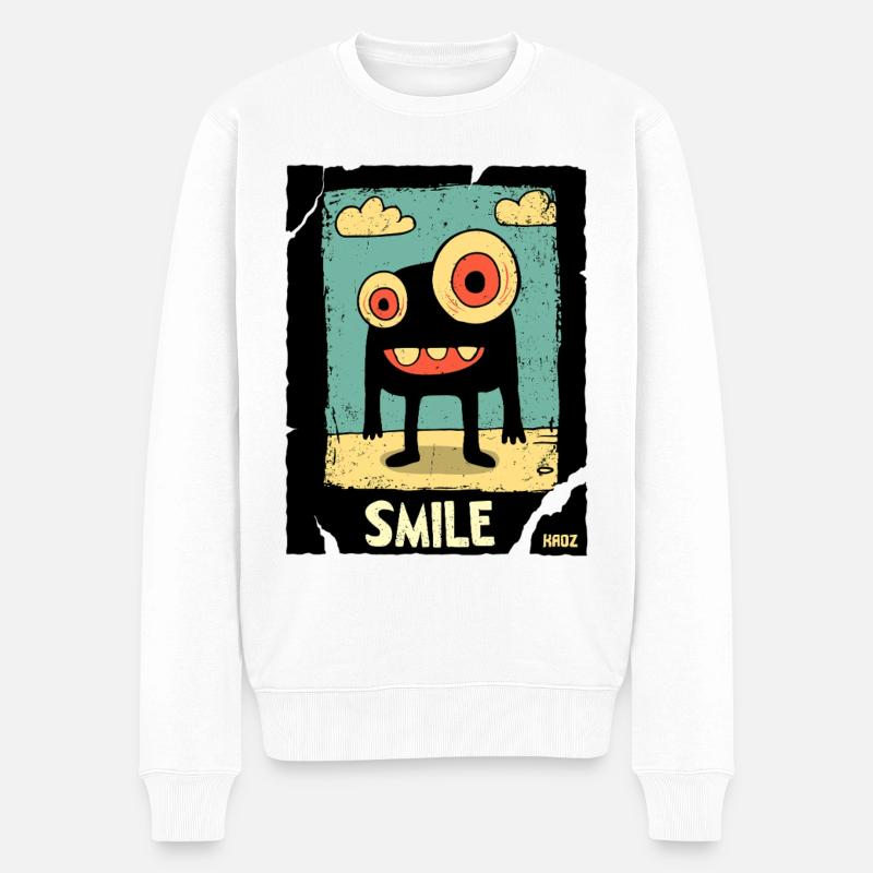 Einäugiges Monster im Sand - Männer Premium Bio Pullover - Weiß