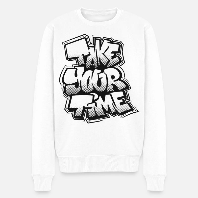 Prends ton temps, graffiti - Pull Premium bio Homme - blanc