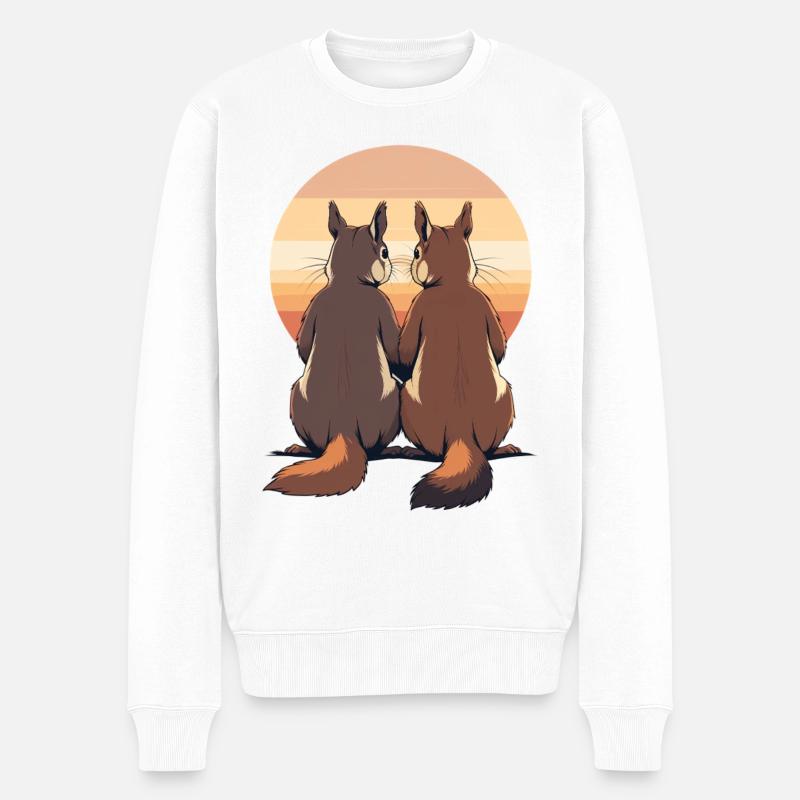 Deux lapins au coucher du soleil - Pull Premium bio Homme - blanc