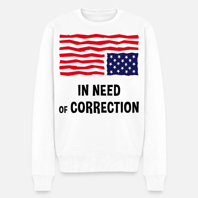 Muss korrigiert werden (US-Flagge auf dem Kopf) - Männer Premium Bio Pullover - Weiß