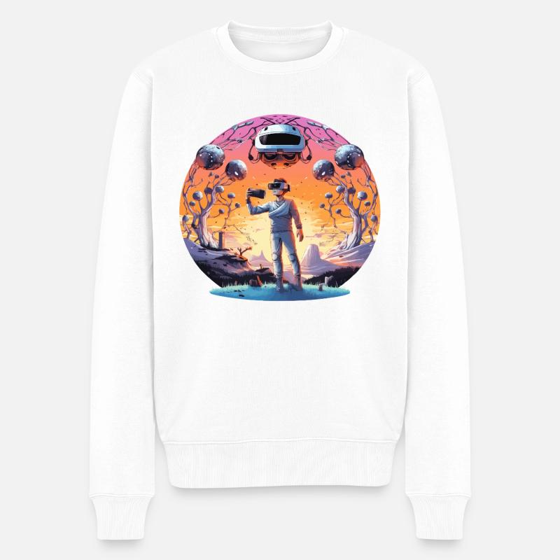 VR-Pionier im Abendrot-Land - Männer Premium Bio Pullover - Weiß