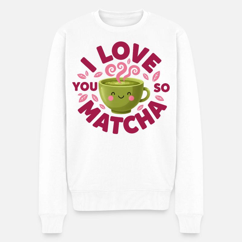 Je t’aime tellement, matcha drôle amoureuse du thé vert - Pull Premium bio Homme - blanc