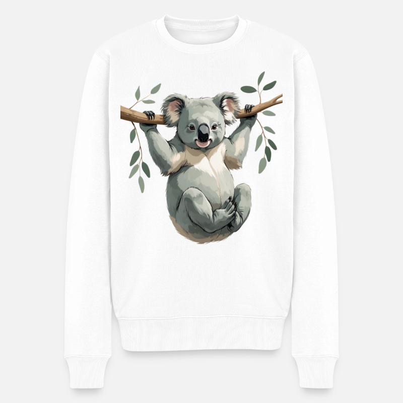 Koala sur une branche – Rêve vert - Pull Premium bio Homme - blanc