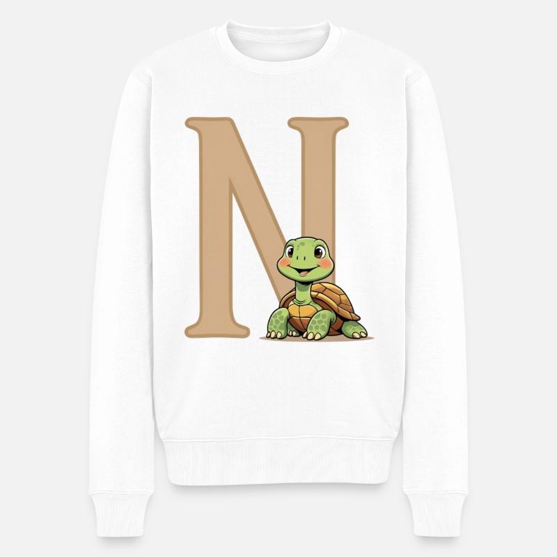 N avec Turtle Cartoon - Pull Premium bio Homme - blanc