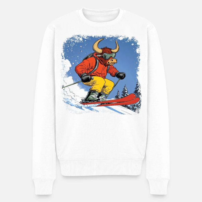 Ski Stier - Männer Premium Bio Pullover - Weiß