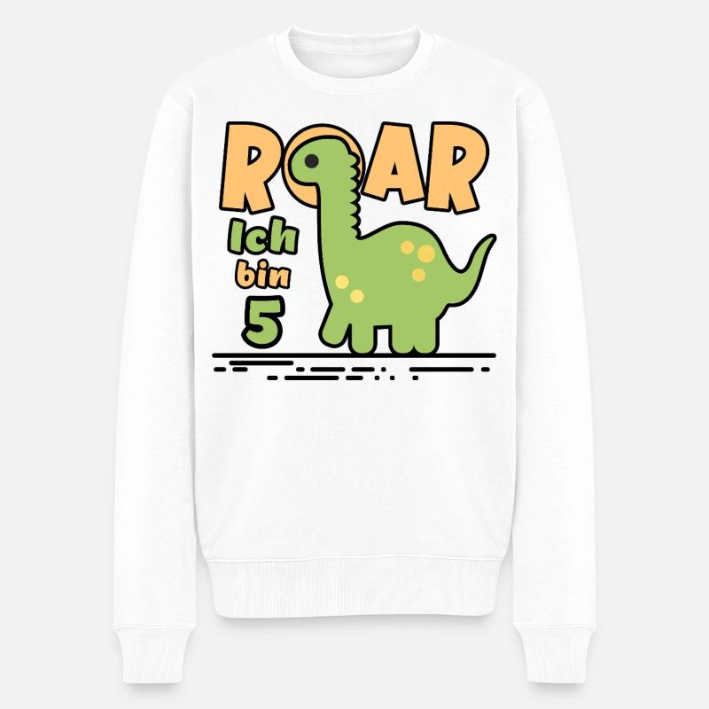 5. Geburtstag Dinosaurier - Männer Premium Bio Pullover - Weiß