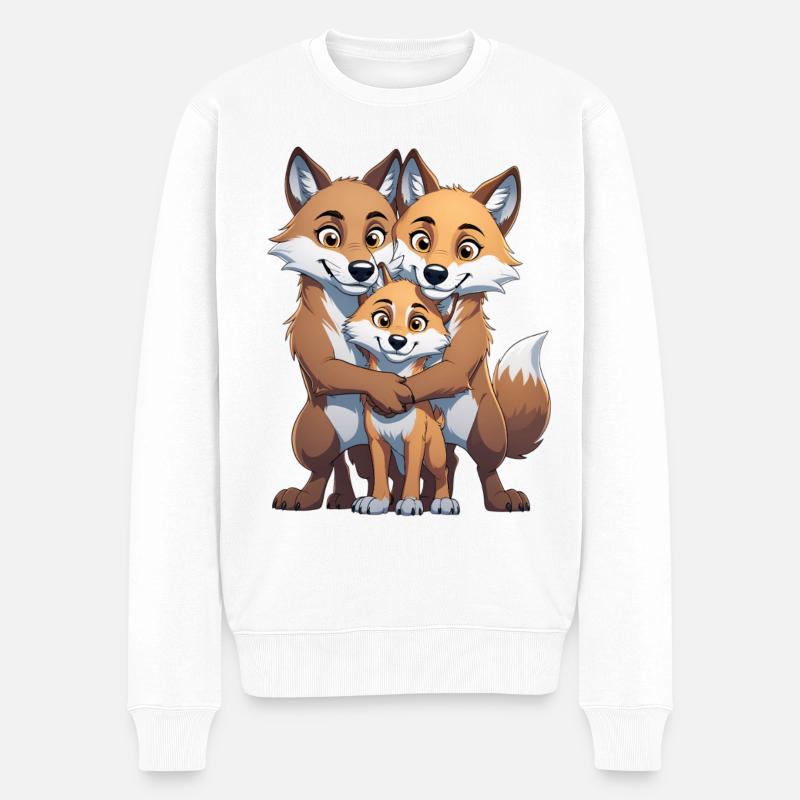 Trio de la famille Wolf - Pull Premium bio Homme - blanc