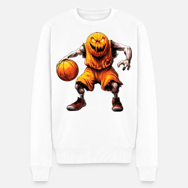 Halloween Basketballer - Männer Premium Bio Pullover - Weiß