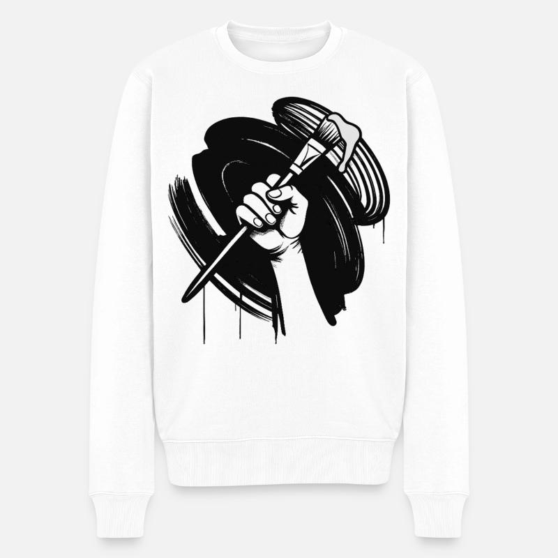 PAINT IT BLACK - black & white  - Pull Premium bio Homme - blanc