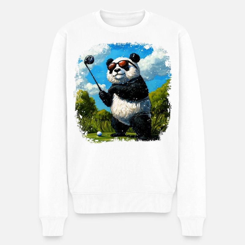 Pandas Golf - Pull Premium bio Homme - blanc