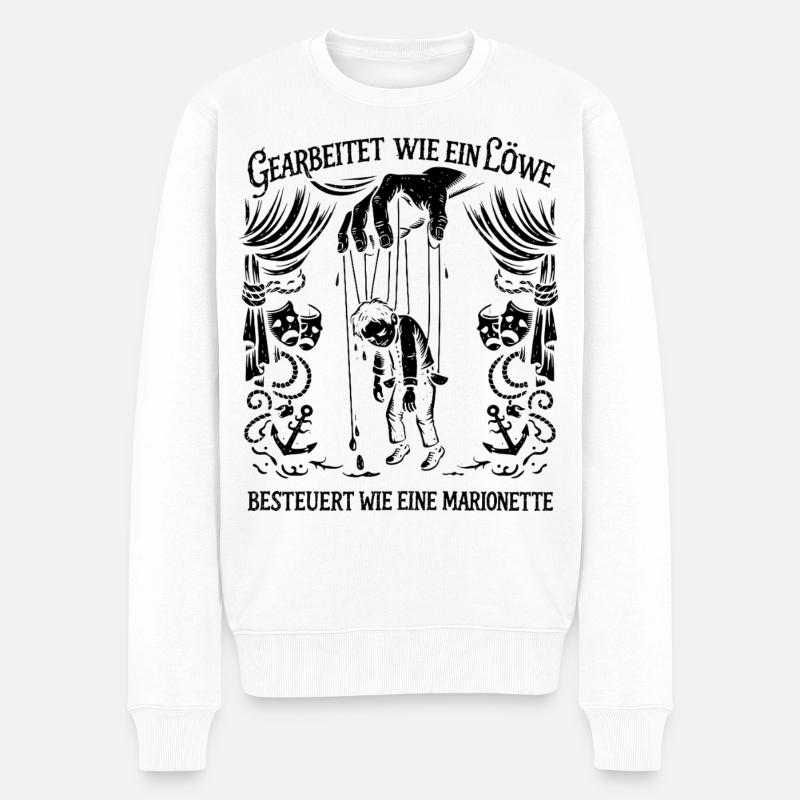 Gearbeitet Wie Ein Löwe, - Männer Premium Bio Pullover - Weiß