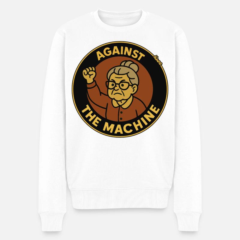 Gegen die Maschine – Oma Protest - Männer Premium Bio Pullover - Weiß
