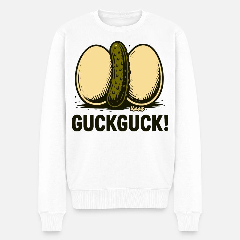 Deux œufs durs avec un concombre - Pull Premium bio Homme - blanc