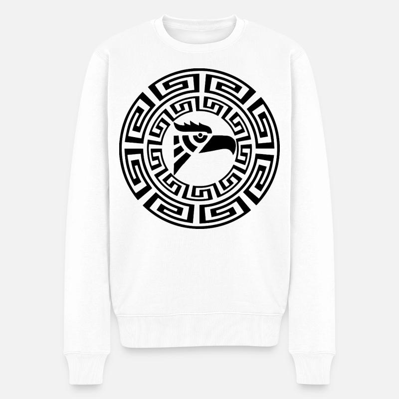 Schwarzer Adler-Emblem - Männer Premium Bio Pullover - Weiß