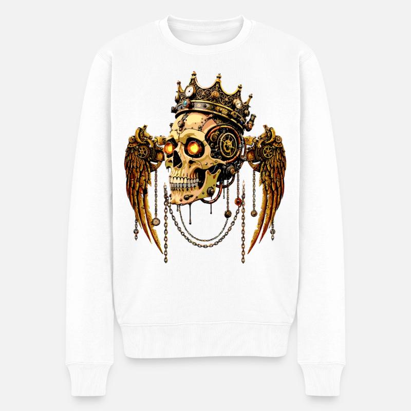 COURONNE DE CRÂNE STEAMPUNK - Pull Premium bio Homme - blanc