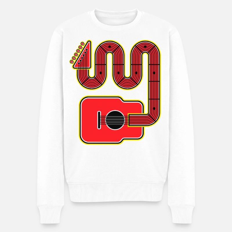 Rote Abstract Shape Gitarre - Männer Premium Bio Pullover - Weiß