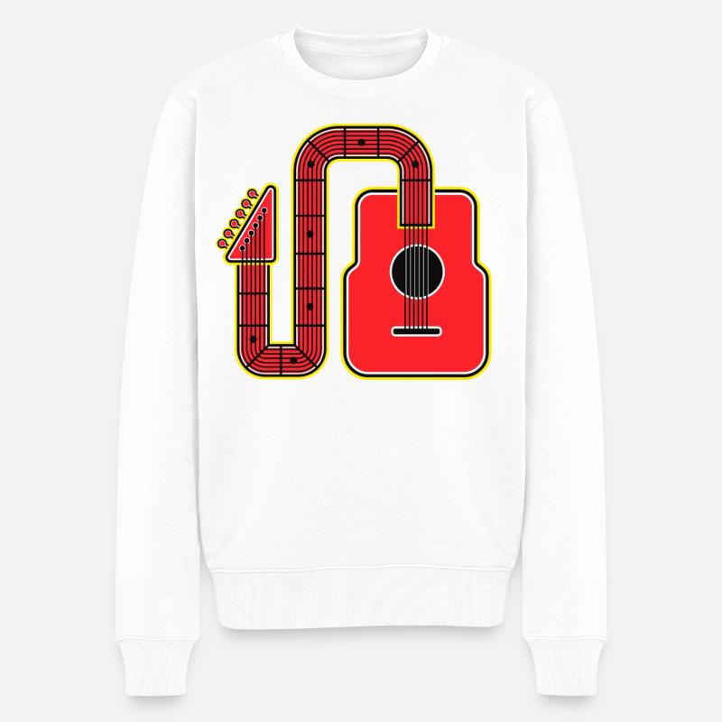 Guitare à forme abstraite rouge - Pull Premium bio Homme - blanc
