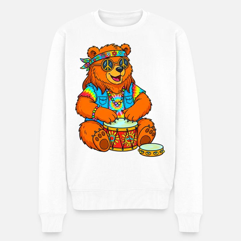 Hippie Bear - Pull Premium bio Homme - blanc