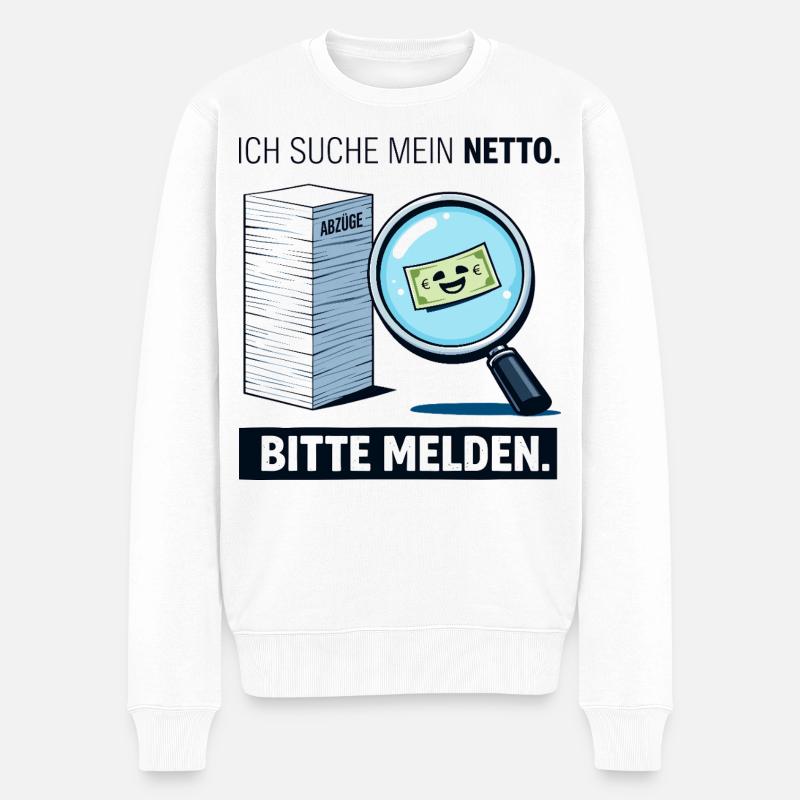 Ich Suche Mein Netto - Männer Premium Bio Pullover - Weiß