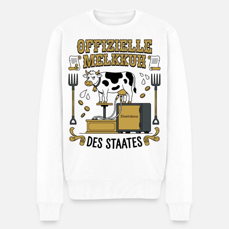 Offizielle Melkkuh Des Staates - Männer Premium Bio Pullover - Weiß