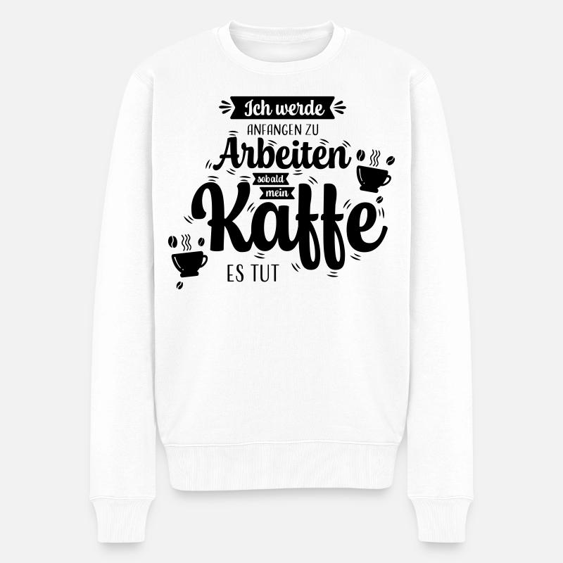 Kaffee_Spruch - Pull Premium bio Homme - blanc