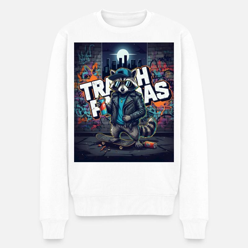 Raton Laveur Graffiti Urbain - Pull Premium bio Homme - blanc