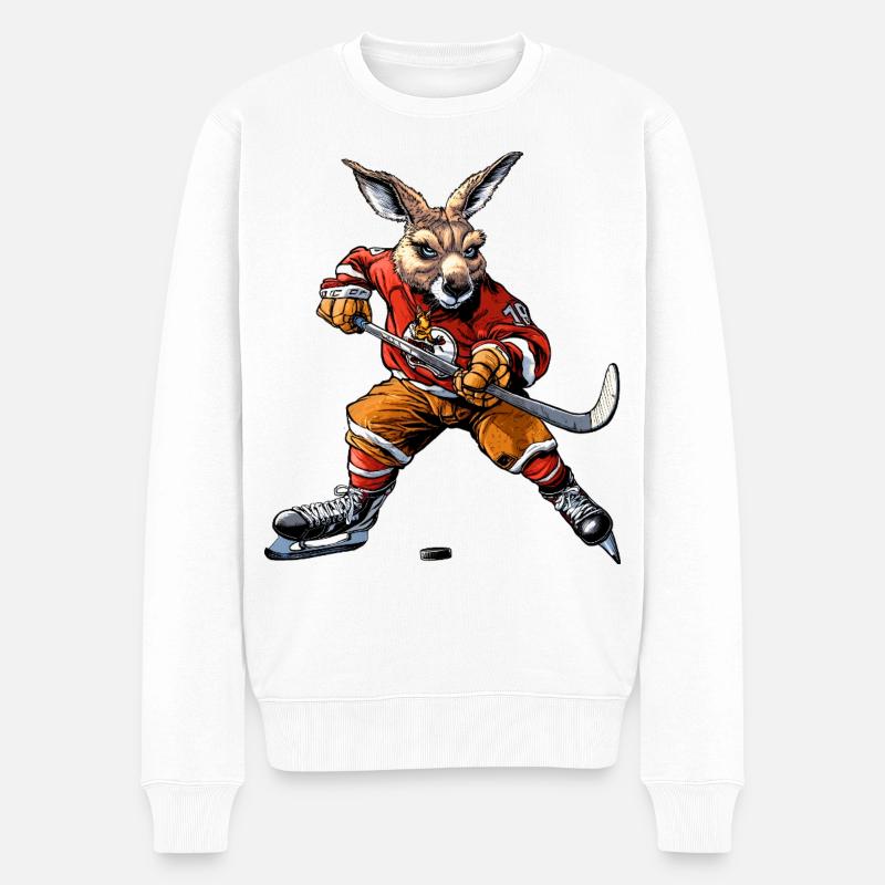 Kängurus Eishockey - Männer Premium Bio Pullover - Weiß