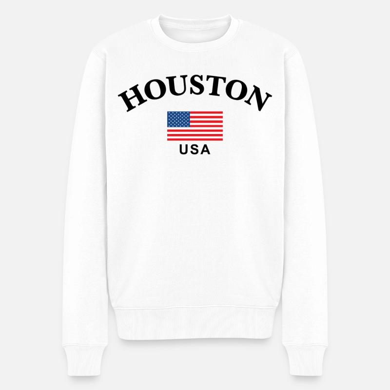 Houston, USA - Männer Premium Bio Pullover - Weiß