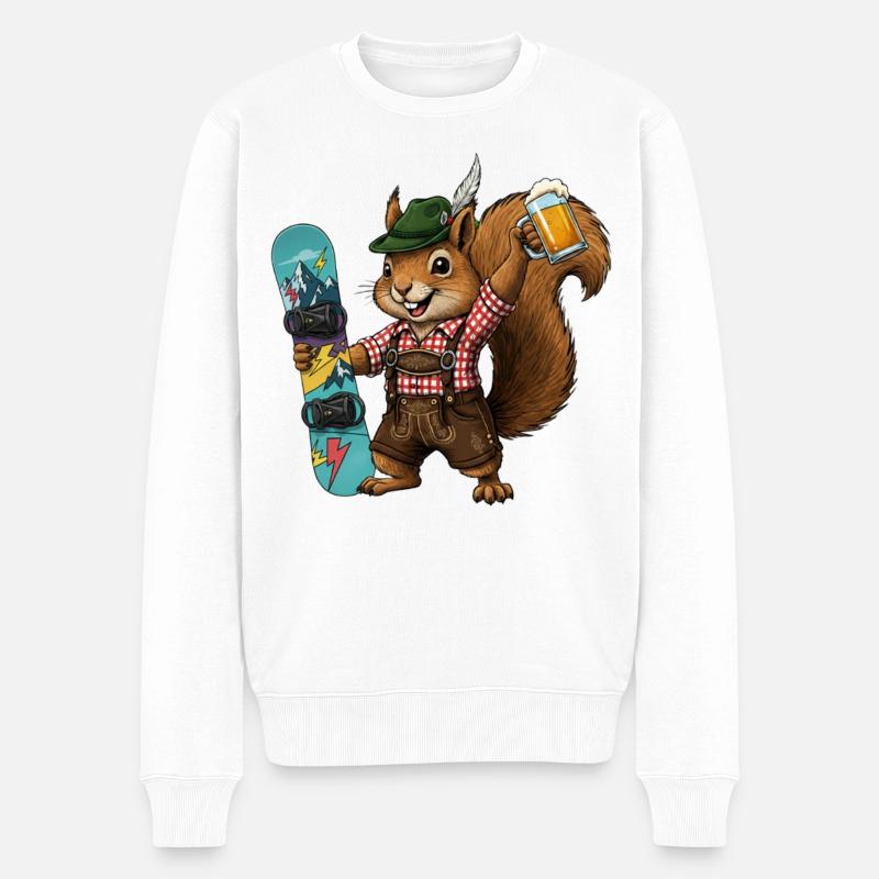 Eichhörnchen Tracht Ski Snowboarder Snowboard - Männer Premium Bio Pullover - Weiß
