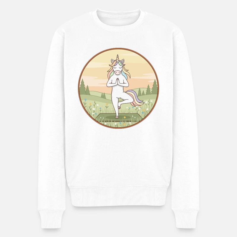 Yoga-Einhorn-Magische Baum-Pose - Männer Premium Bio Pullover - Weiß