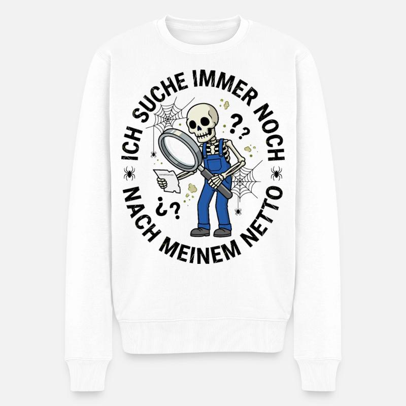 Ich_Suche_Immer_Noch_Nach_Meinem_Netto - Männer Premium Bio Pullover - Weiß