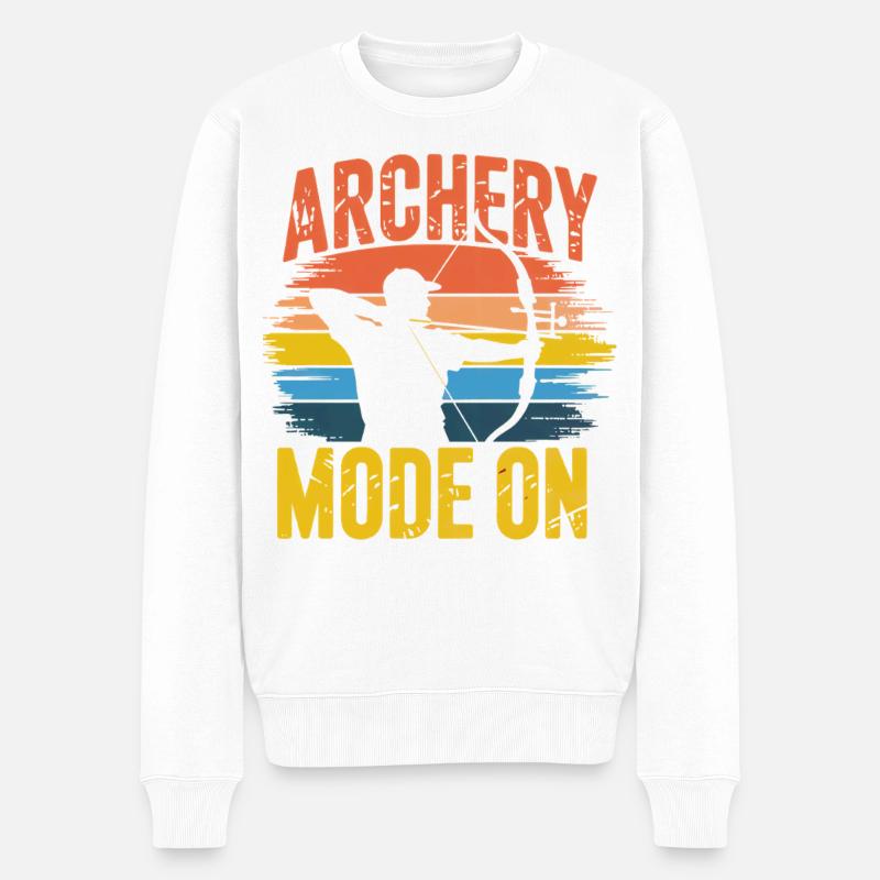 Archery Mode On Retro Sunset - Männer Premium Bio Pullover - Weiß