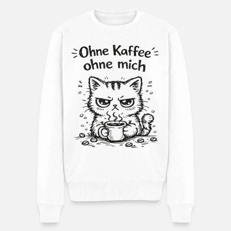 Katzenkaffee Grimasse - Männer Premium Bio Pullover - Weiß