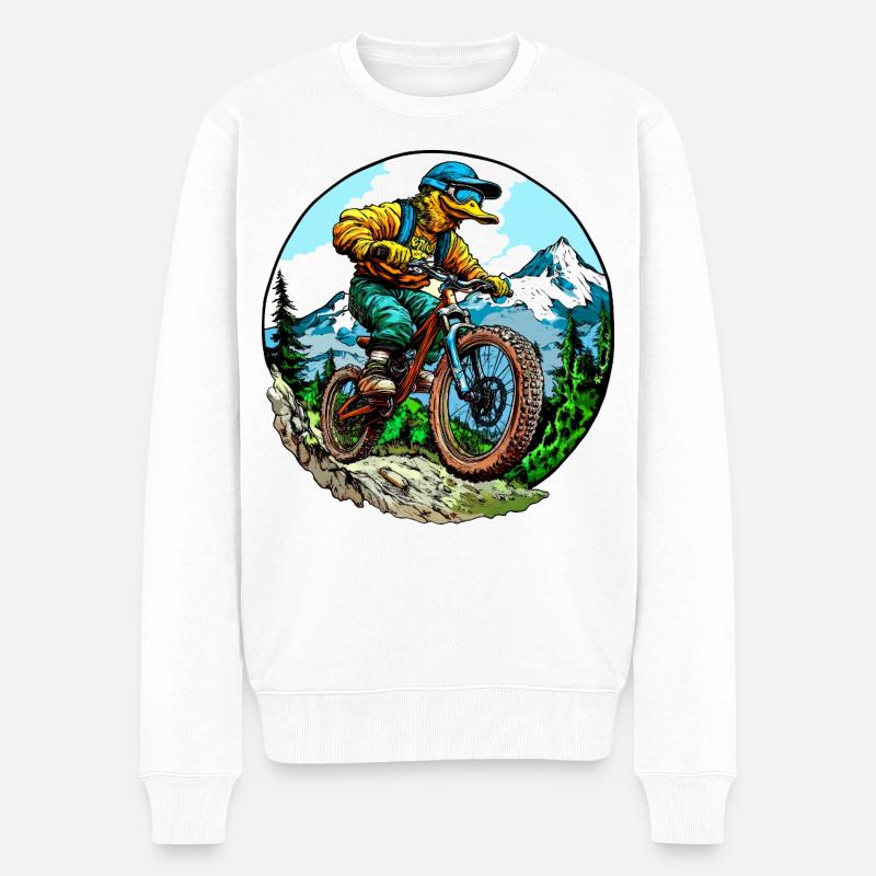 Mountainbike Ente - Männer Premium Bio Pullover - Weiß