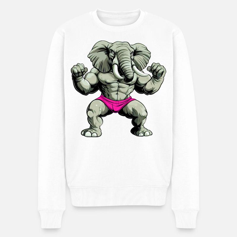 Starker Elefant - Männer Premium Bio Pullover - Weiß