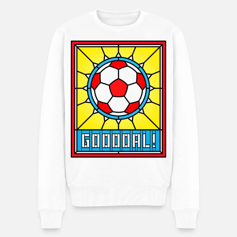 Buntglas-Fußball-Emblem - Männer Premium Bio Pullover - Weiß