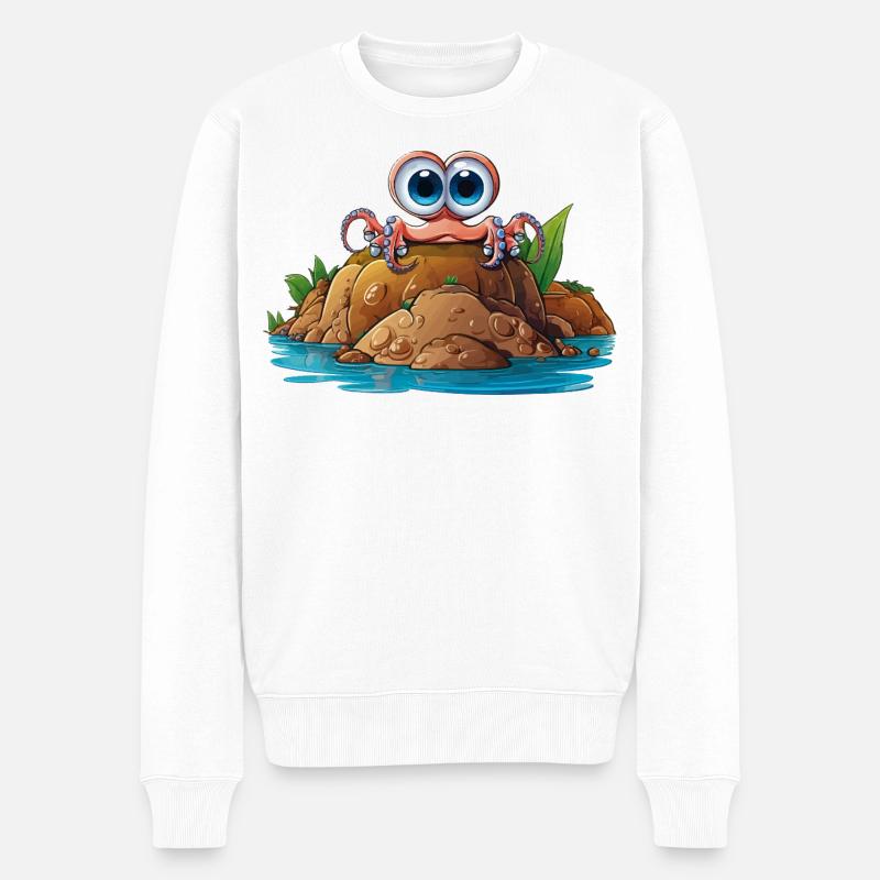 Kieselkrabbe mit Kulleraugen - Männer Premium Bio Pullover - Weiß