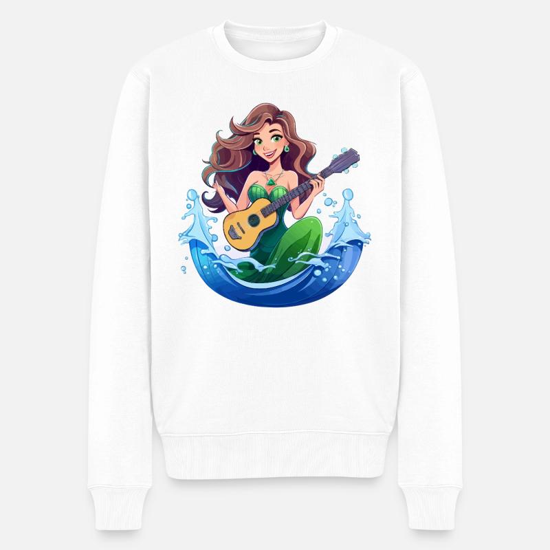 Sirène à la guitare - Pull Premium bio Homme - blanc