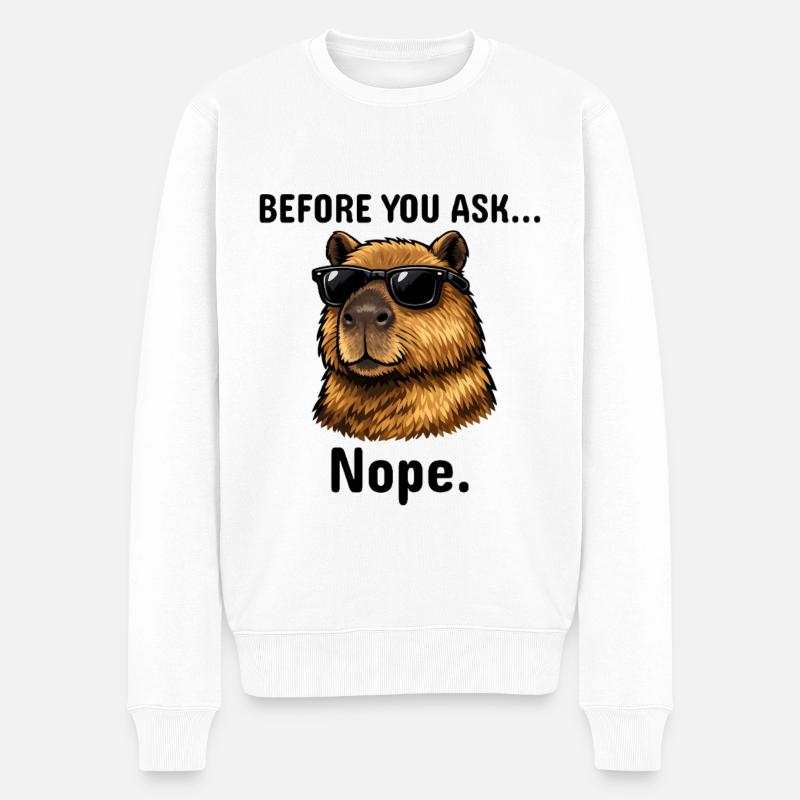 Capybara NOPE Not today Retro T-Shirt - Männer Premium Bio Pullover - Weiß