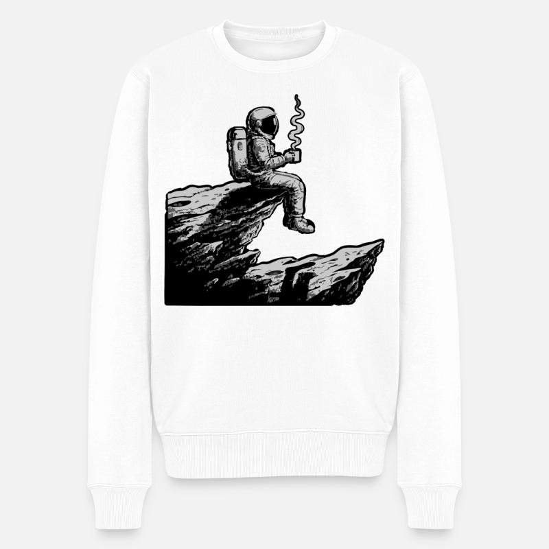 Astronauten-Café Espace Falaise - Männer Premium Bio Pullover - Weiß