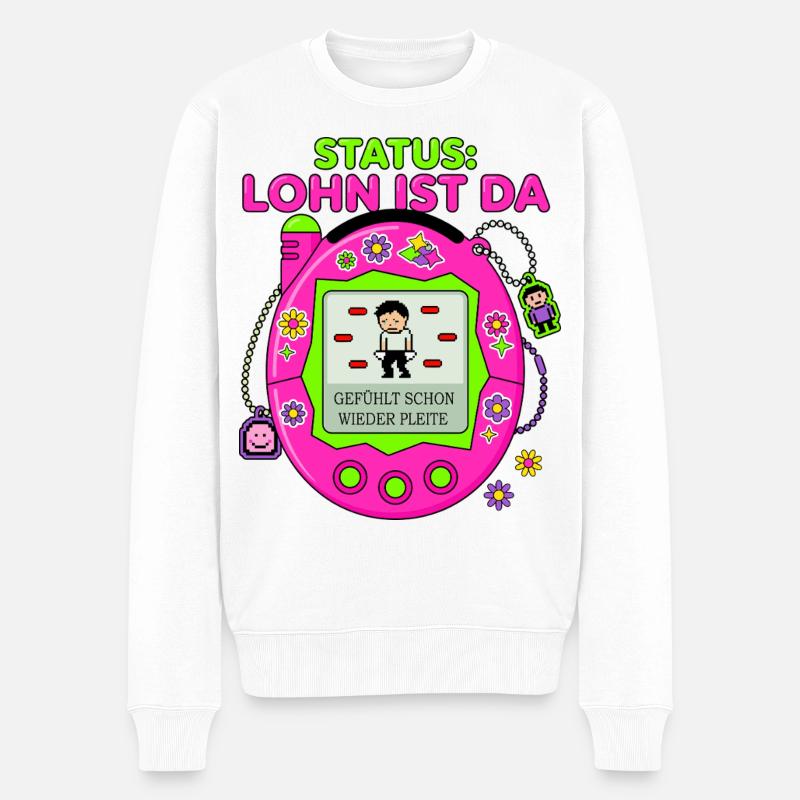 Status Lohn Ist Da - Männer Premium Bio Pullover - Weiß