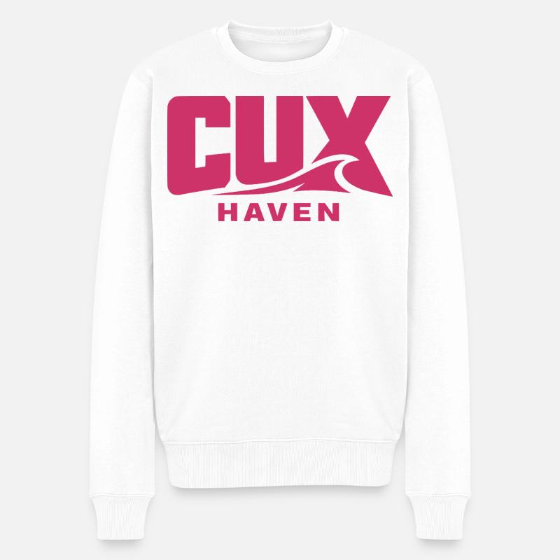 Logo Cuxhaven Wave Rose - CUX haven - Pull Premium bio Homme - blanc