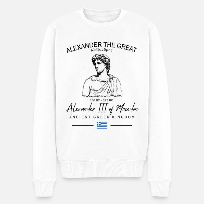 Alexandre le Grand, Grèce antique, roi macédonien - Pull Premium bio Homme - blanc