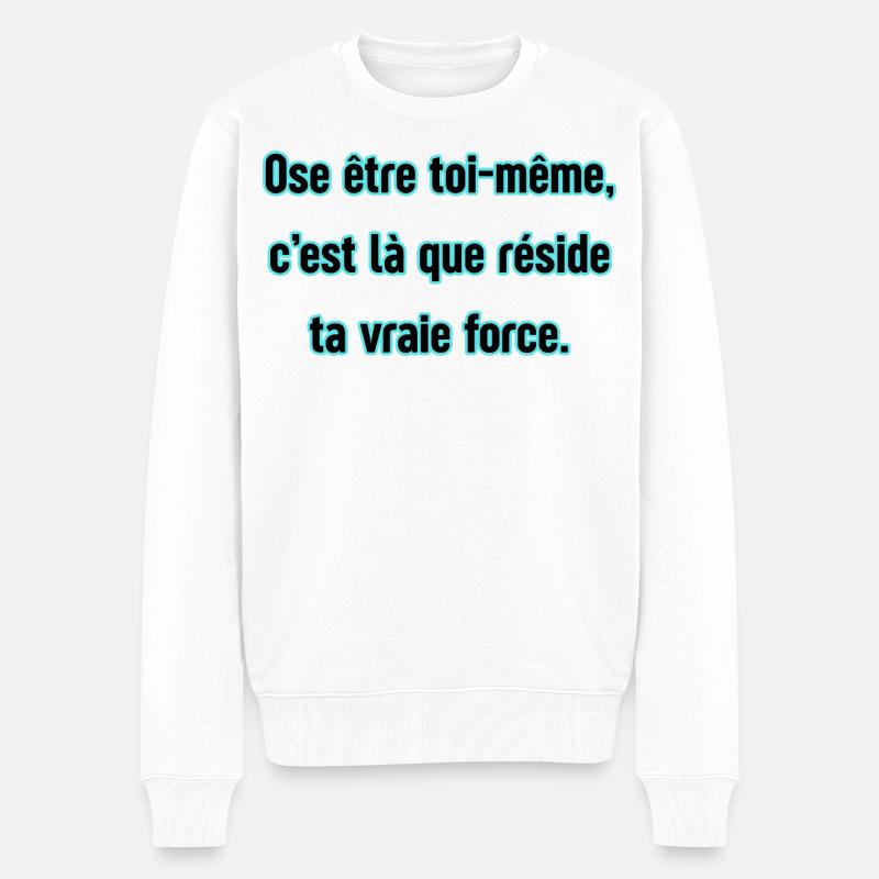 Ein einfaches, inspirierendes Zitat - Männer Premium Bio Pullover - Weiß
