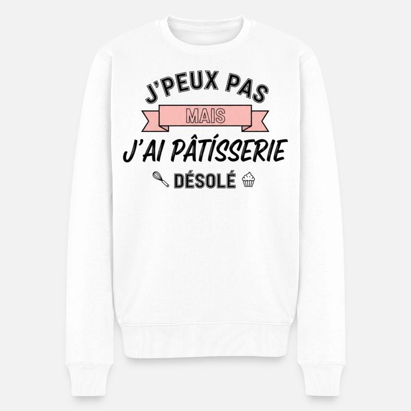 Ich habe Gebäck – Gourmet-Ausrede - Männer Premium Bio Pullover - Weiß